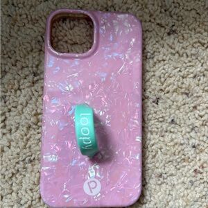 Loopy Case Iridescent Pink Phone Case with Mint Loop